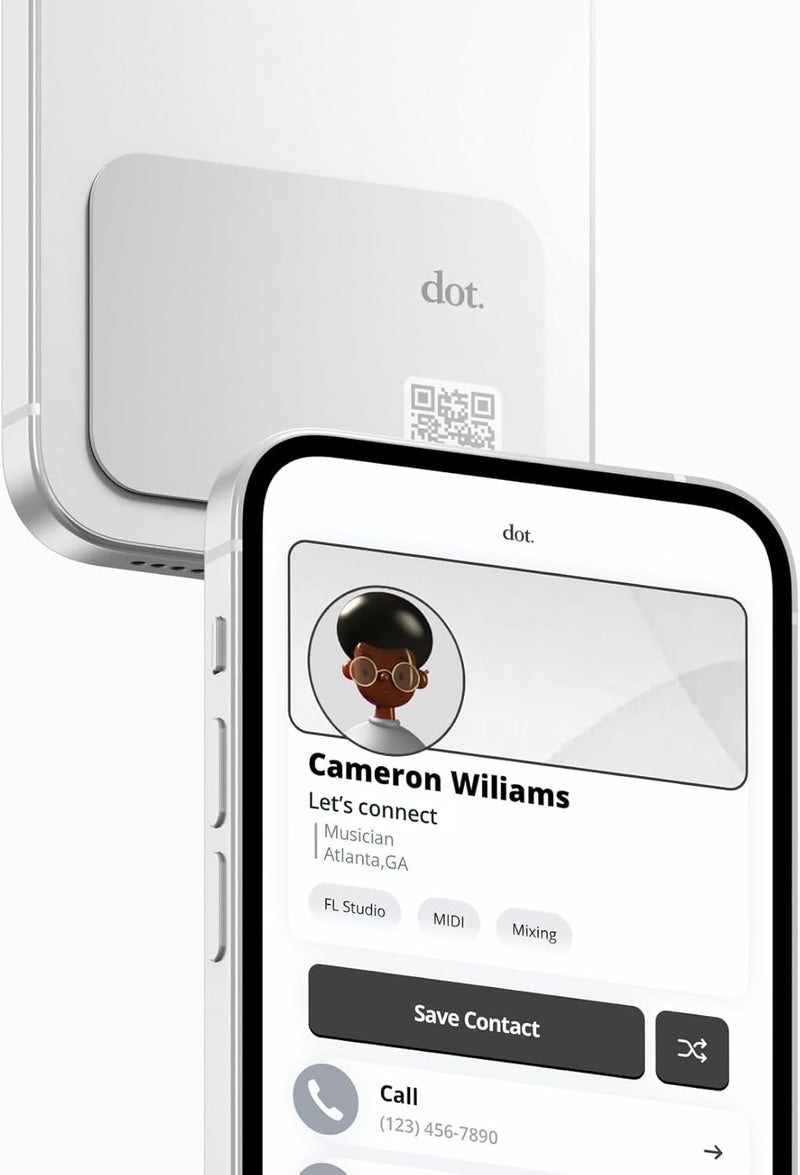 Dot . Thin - Digital Business Card - Tap Compatible with iPhone & Android (White) - Image 1